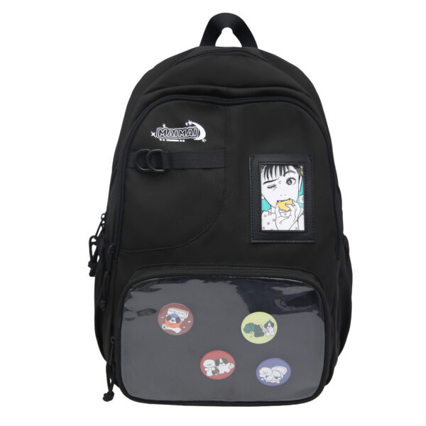 Unisex Basic Design Solid Color Boys Girls Backpack College Student Bag Canvas Simple Large Capacity