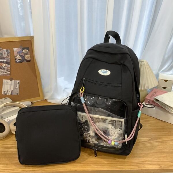 2025 New Best Selling Solid Color Detachable Dualuse PVC Transparent Window Pocket Girls Backpack for School Travel Outting
