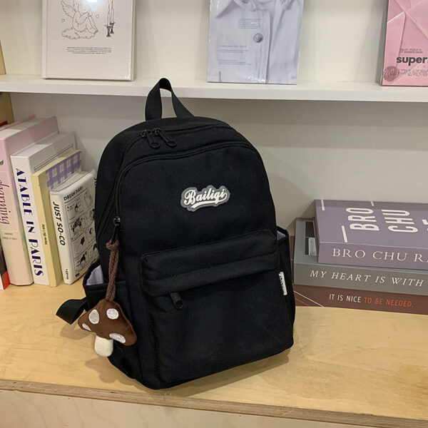 High-End Women's Backpack Simple Solid Color Double Shoulder Bag for Campus Middle High School College Students