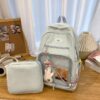 2025 New Best Selling Solid Color Detachable Dualuse PVC Transparent Window Pocket Girls Backpack for School Travel Outting