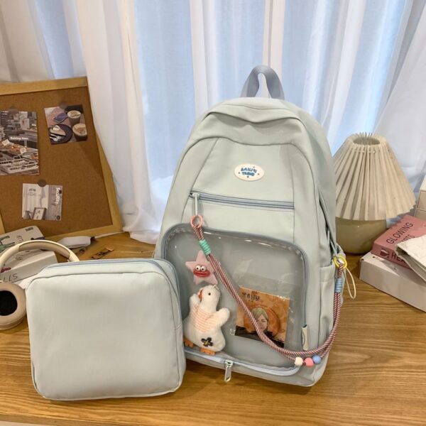 2025 New Best Selling Solid Color Detachable Dualuse PVC Transparent Window Pocket Girls Backpack for School Travel Outting
