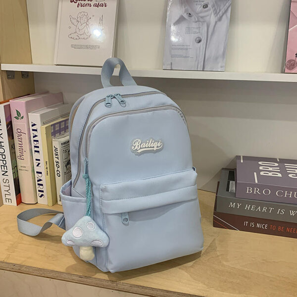 High-End Women's Backpack Simple Solid Color Double Shoulder Bag for Campus Middle High School College Students