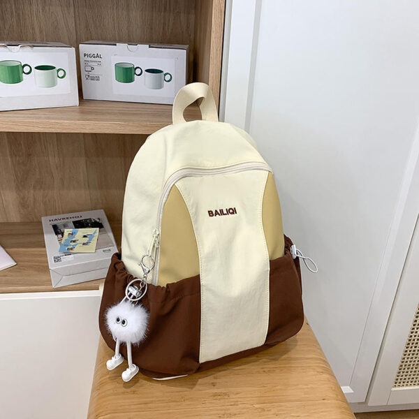 Waterproof Lightweight Backpack Zipper Solid Color Patchwork Design for Daily Commutes Spring Outings Travel Kindergarten Use