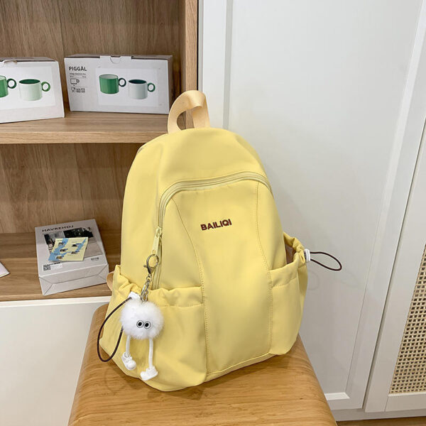 Waterproof Lightweight Backpack Zipper Solid Color Patchwork Design for Daily Commutes Spring Outings Travel Kindergarten Use
