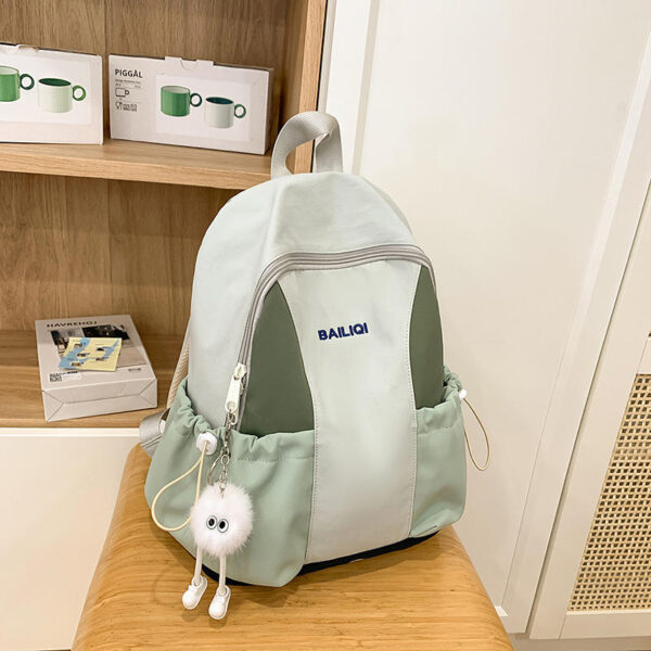 Waterproof Lightweight Backpack Zipper Solid Color Patchwork Design for Daily Commutes Spring Outings Travel Kindergarten Use
