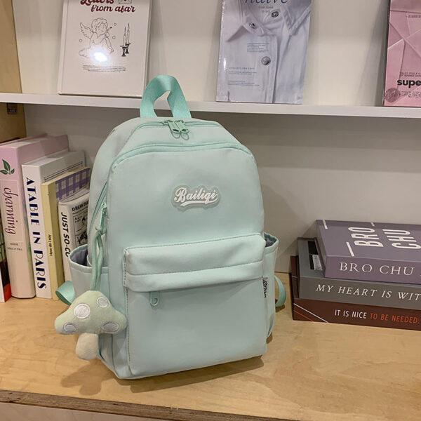 High-End Women's Backpack Simple Solid Color Double Shoulder Bag for Campus Middle High School College Students