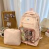 2025 New Best Selling Solid Color Detachable Dualuse PVC Transparent Window Pocket Girls Backpack for School Travel Outting