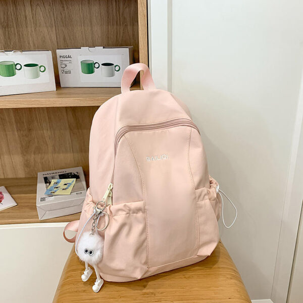 Waterproof Lightweight Backpack Zipper Solid Color Patchwork Design for Daily Commutes Spring Outings Travel Kindergarten Use