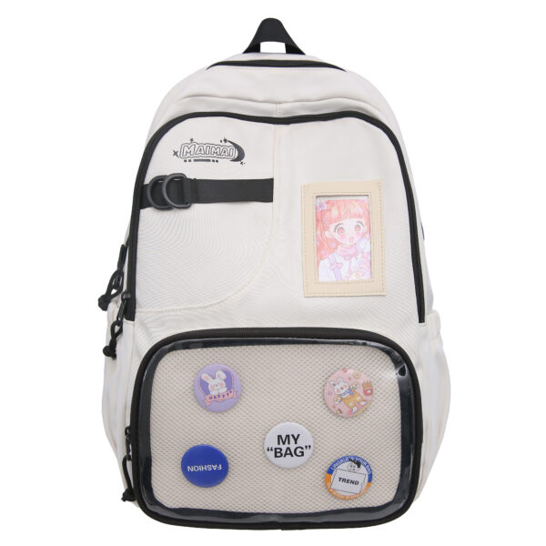 Unisex Basic Design Solid Color Boys Girls Backpack College Student Bag Canvas Simple Large Capacity