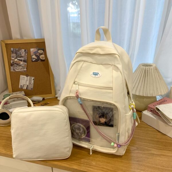 2025 New Best Selling Solid Color Detachable Dualuse PVC Transparent Window Pocket Girls Backpack for School Travel Outting