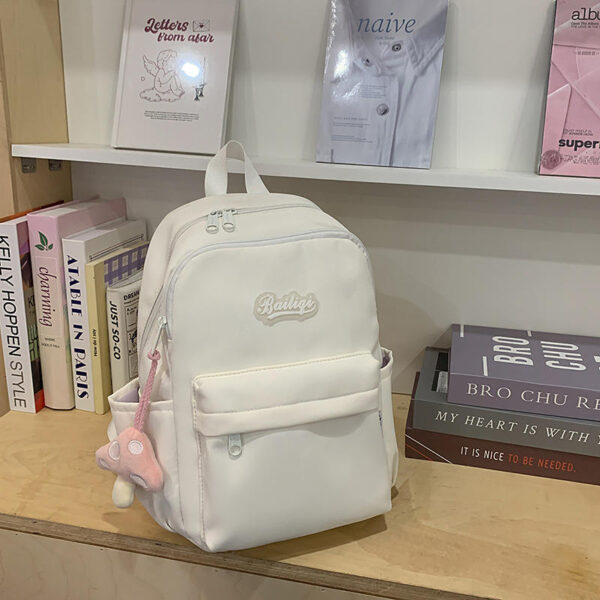 High-End Women's Backpack Simple Solid Color Double Shoulder Bag for Campus Middle High School College Students