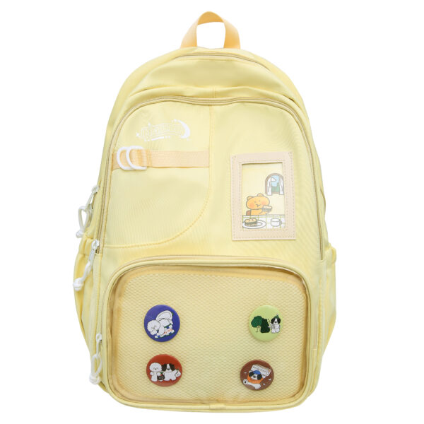 Unisex Basic Design Solid Color Boys Girls Backpack College Student Bag Canvas Simple Large Capacity