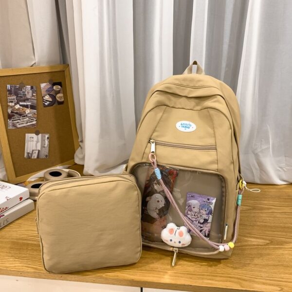 2025 New Best Selling Solid Color Detachable Dualuse PVC Transparent Window Pocket Girls Backpack for School Travel Outting