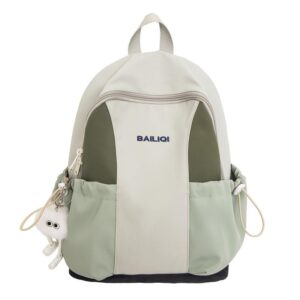 Waterproof Lightweight Backpack Zipper Solid Color Patchwork Design for Daily Commutes Spring Outings Travel Kindergarten Use