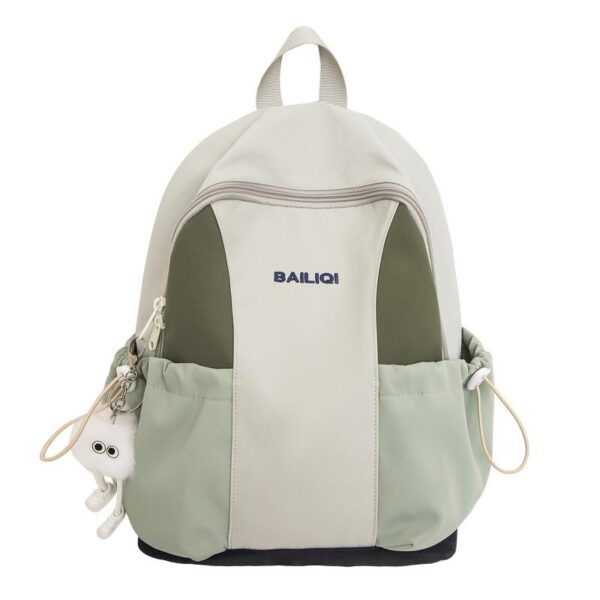 Waterproof Lightweight Backpack Zipper Solid Color Patchwork Design for Daily Commutes Spring Outings Travel Kindergarten Use