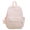 High-End Women's Backpack Simple Solid Color Double Shoulder Bag for Campus Middle High School College Students