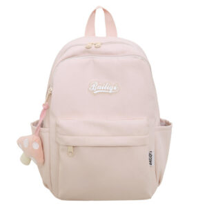 High-End Women's Backpack Simple Solid Color Double Shoulder Bag for Campus Middle High School College Students