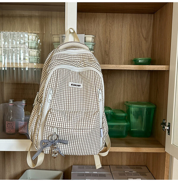 High-Appearance Korean Style Ins Mori All-Match Double Plaid Schoolbag for Female Junior High School Students for Spring Outings