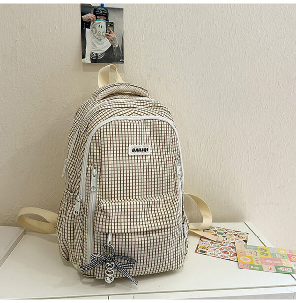 High-Appearance Korean Style Ins Mori All-Match Double Plaid Schoolbag for Female Junior High School Students for Spring Outings