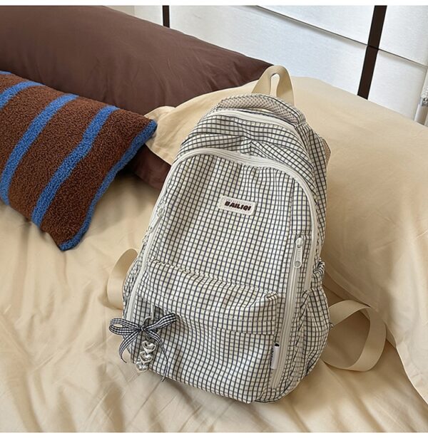 High-Appearance Korean Style Ins Mori All-Match Double Plaid Schoolbag for Female Junior High School Students for Spring Outings