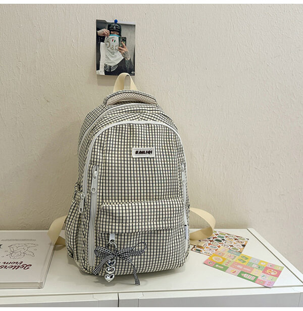High-Appearance Korean Style Ins Mori All-Match Double Plaid Schoolbag for Female Junior High School Students for Spring Outings